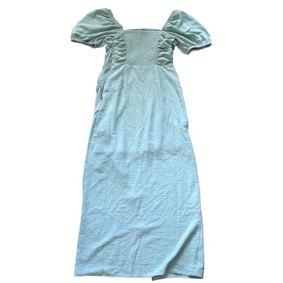 By the River Mint Green Midi Dress Womens Size Small Square Neckline Puff Sleeve - Picture 2 of 7